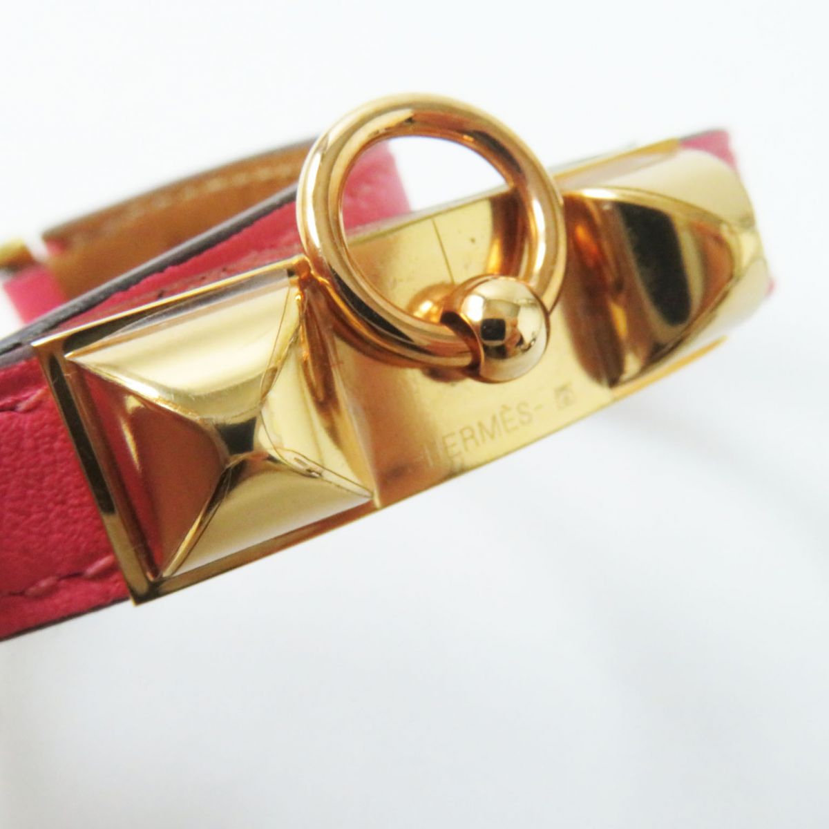 HERMES bracelet Main: Vaux Swift Rose Azare x Gold Metal Women S  d