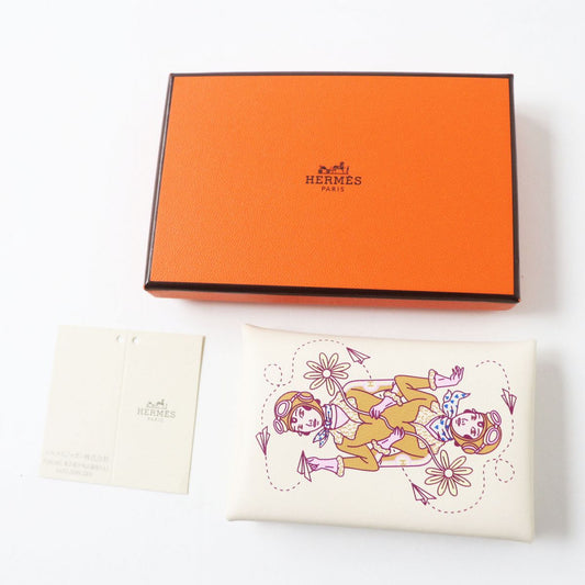 HERMES Card Case Main: Vaux Swift Nata (Ivory type) x Silver Metal<br>Aviator Women  d