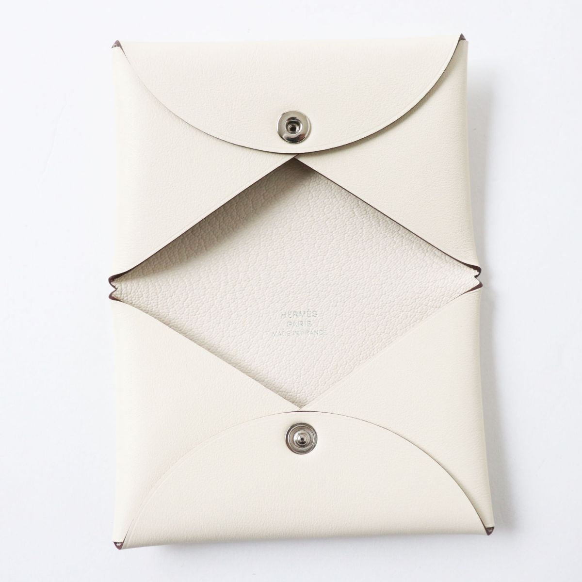 HERMES Card Case Main: Vaux Swift Nata (Ivory type) x Silver Metal<br>Aviator Women  d