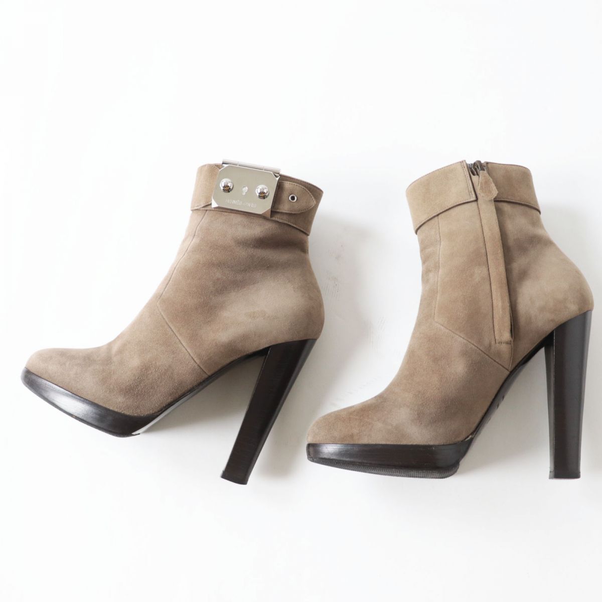 HERMES boots Main: Suede leather Mocha type x Silver Metal Women 37.5  d