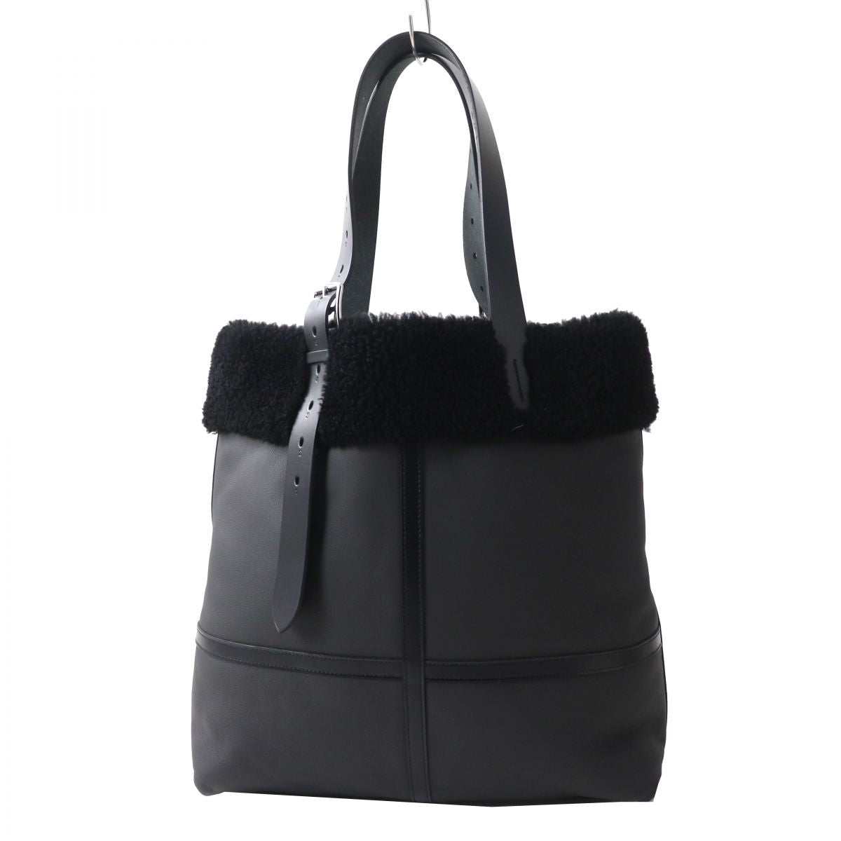 HERMES Tote Bag Main: Taurillon Clemence Cristobal, Part: Mouton black Women  d