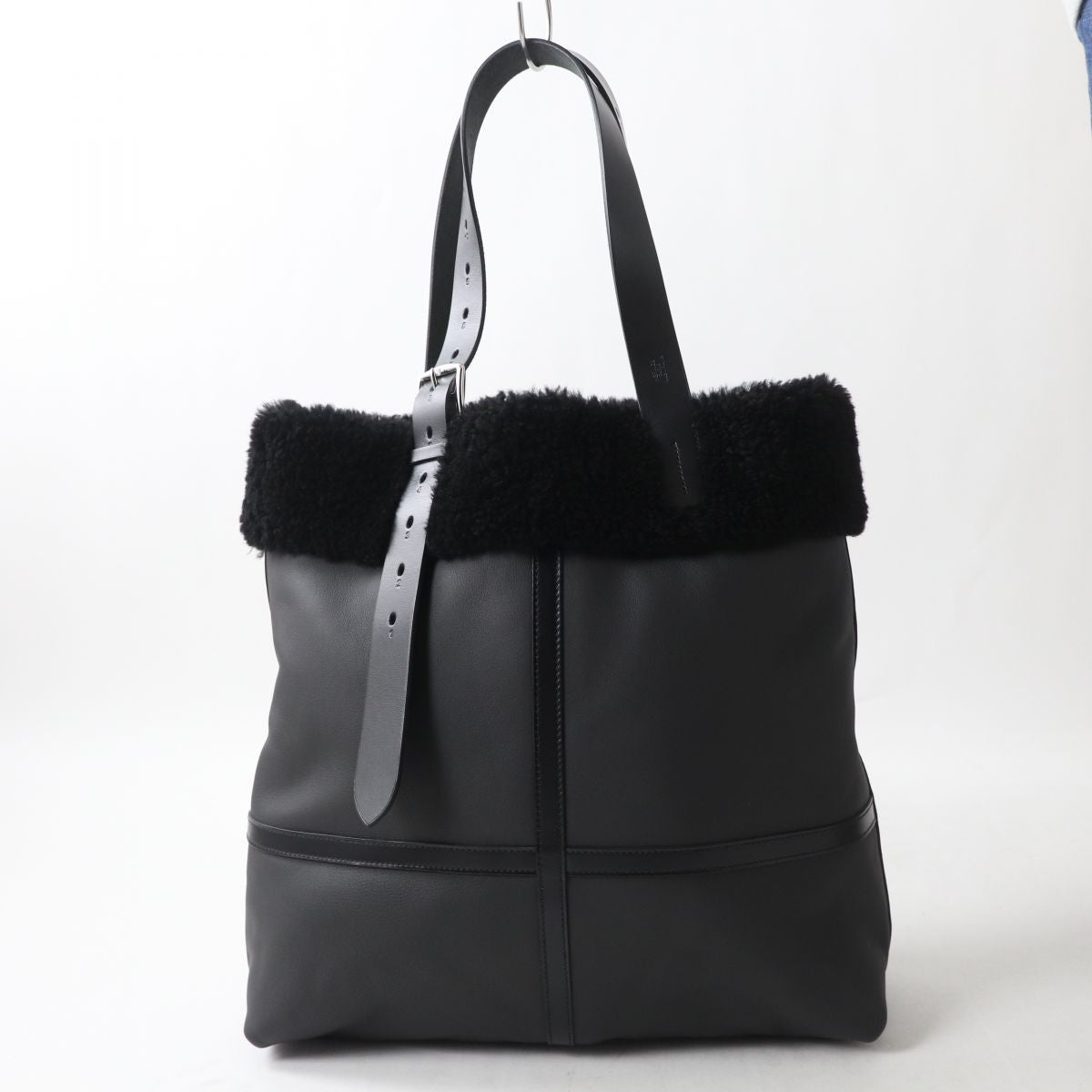 HERMES Tote Bag Main: Taurillon Clemence Cristobal, Part: Mouton black Women  d