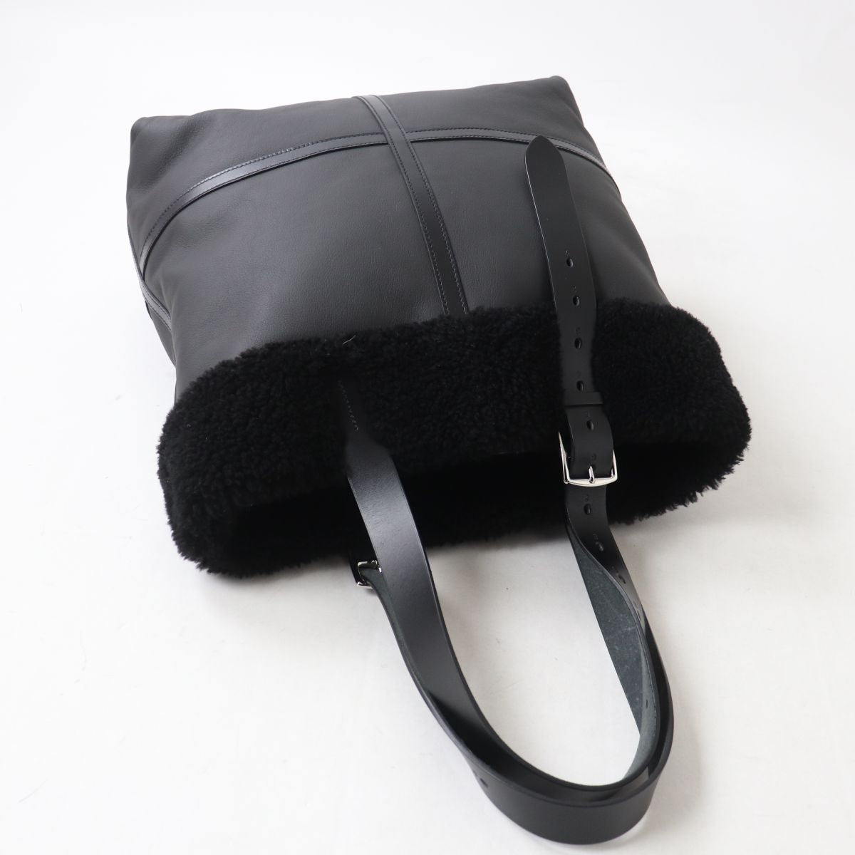 HERMES Tote Bag Main: Taurillon Clemence Cristobal, Part: Mouton black Women  d