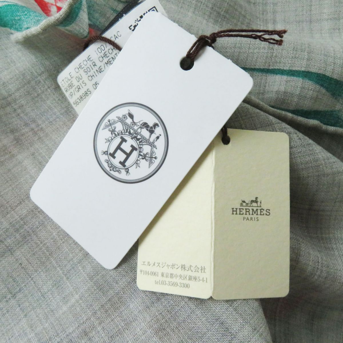 HERMES Stall Main: 100% cashmere Gray x Multi (Robe de Soir) Women  d