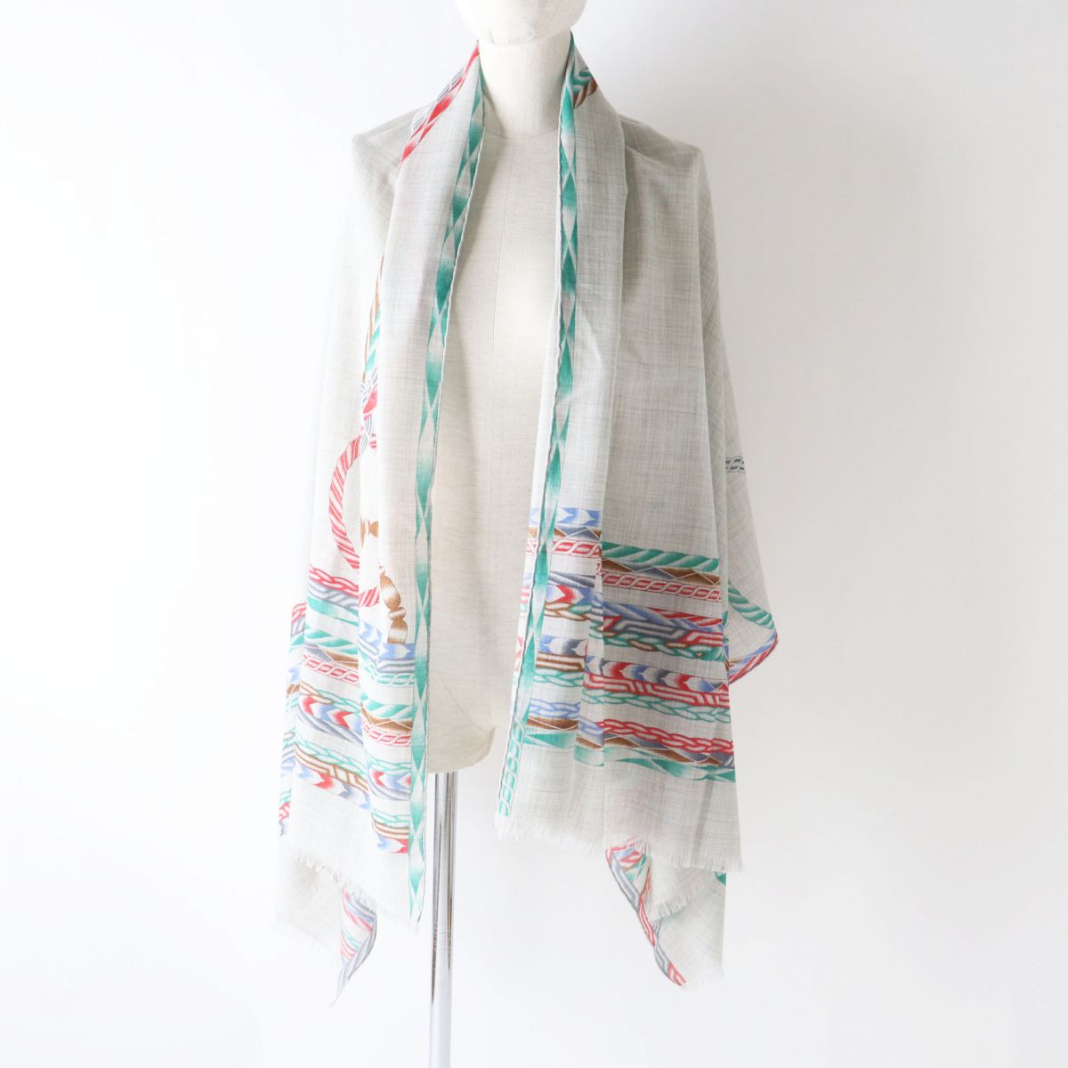 HERMES Stall Main: 100% cashmere Gray x Multi (Robe de Soir) Women  d