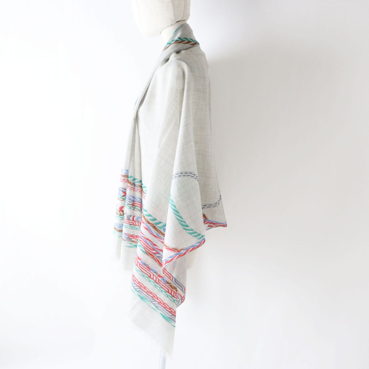 HERMES Stall Main: 100% cashmere Gray x Multi (Robe de Soir) Women  d