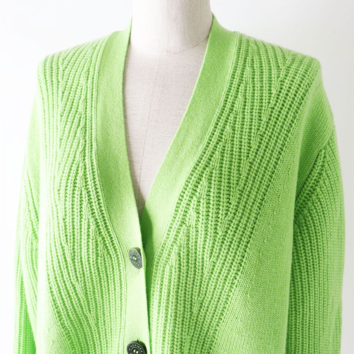 HERMES cardigan Main: 64% cashmere, Main: 36% cotton Light green Women 34  d