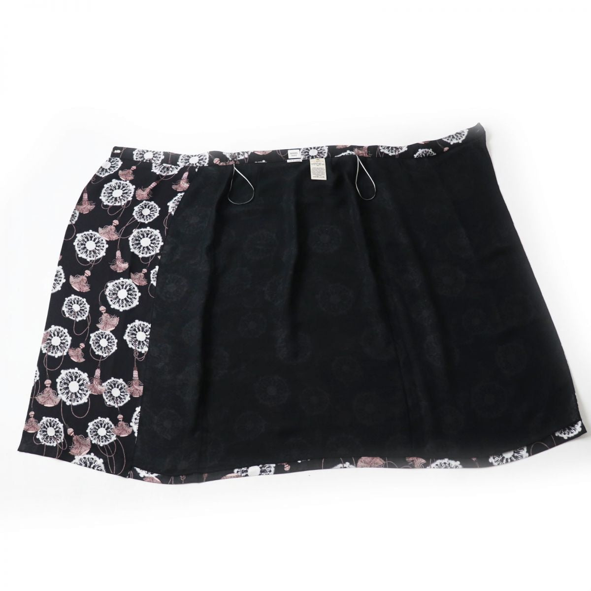 HERMES skirt Main: 100% silk Black x White x Dusty Pink All-over Pattern Women 36  d