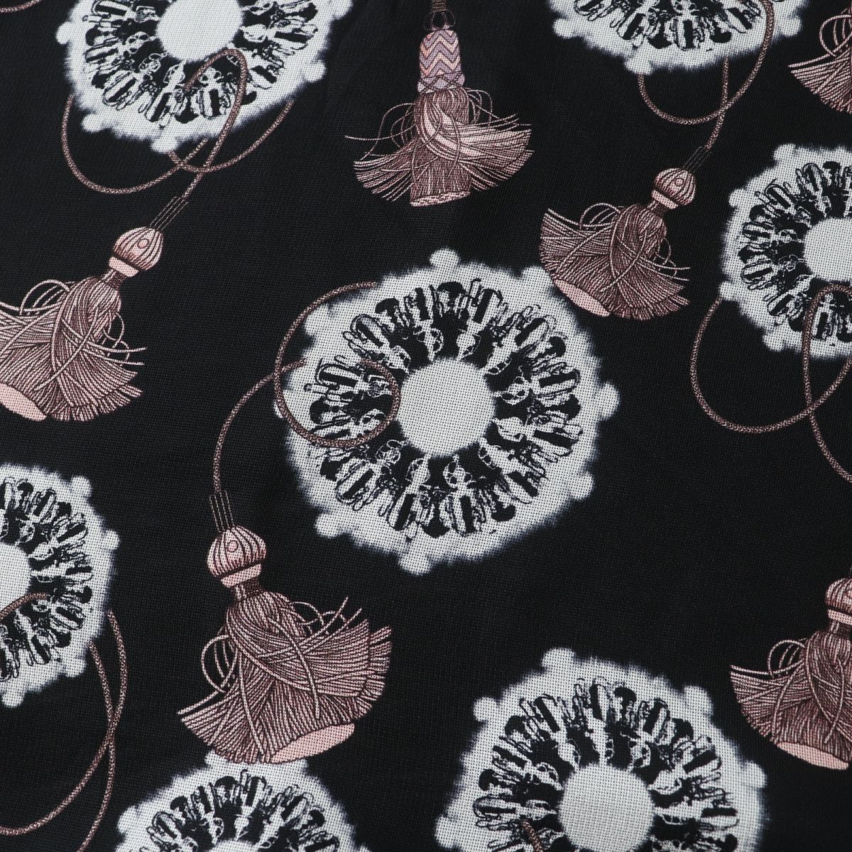 HERMES skirt Main: 100% silk Black x White x Dusty Pink All-over Pattern Women 36  d