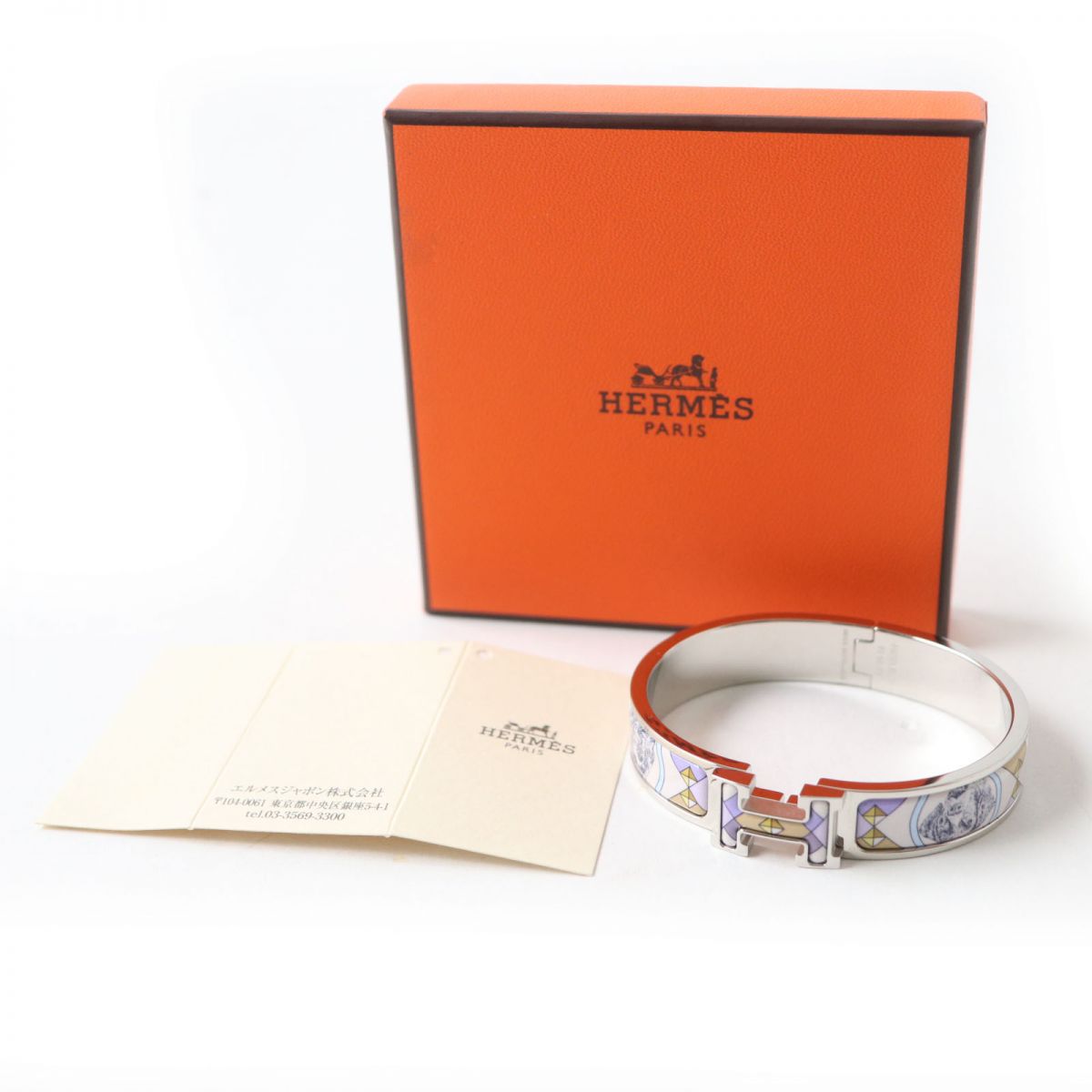HERMES bracelet Gold Plated Silver multi H Hangul Collier & Chien Click crack PM Women  d
