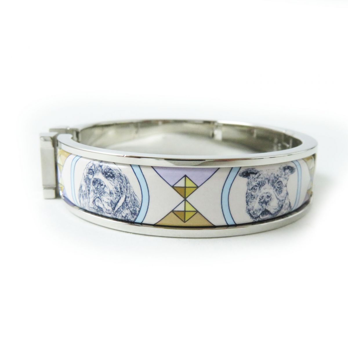 HERMES bracelet Gold Plated Silver multi H Hangul Collier & Chien Click crack PM Women  d