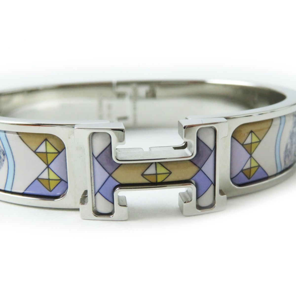 HERMES bracelet Gold Plated Silver multi H Hangul Collier & Chien Click crack PM Women  d