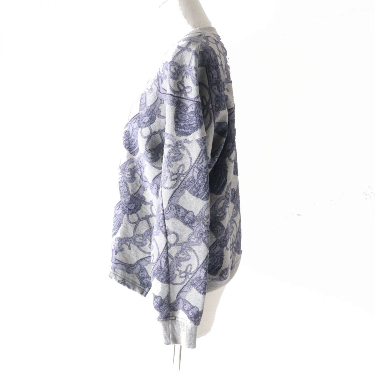 HERMES sweat Main: 86% cotton, Main: 14% camel, Part: 74% cotton, Part: 18% camel, Part: 8% polyurethane Gray x purple<br>Bride de Cour Women 34  d