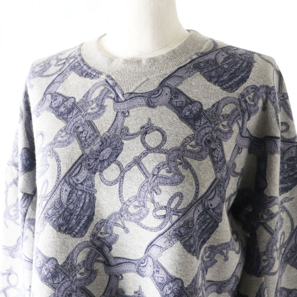 HERMES sweat Main: 86% cotton, Main: 14% camel, Part: 74% cotton, Part: 18% camel, Part: 8% polyurethane Gray x purple<br>Bride de Cour Women 34  d