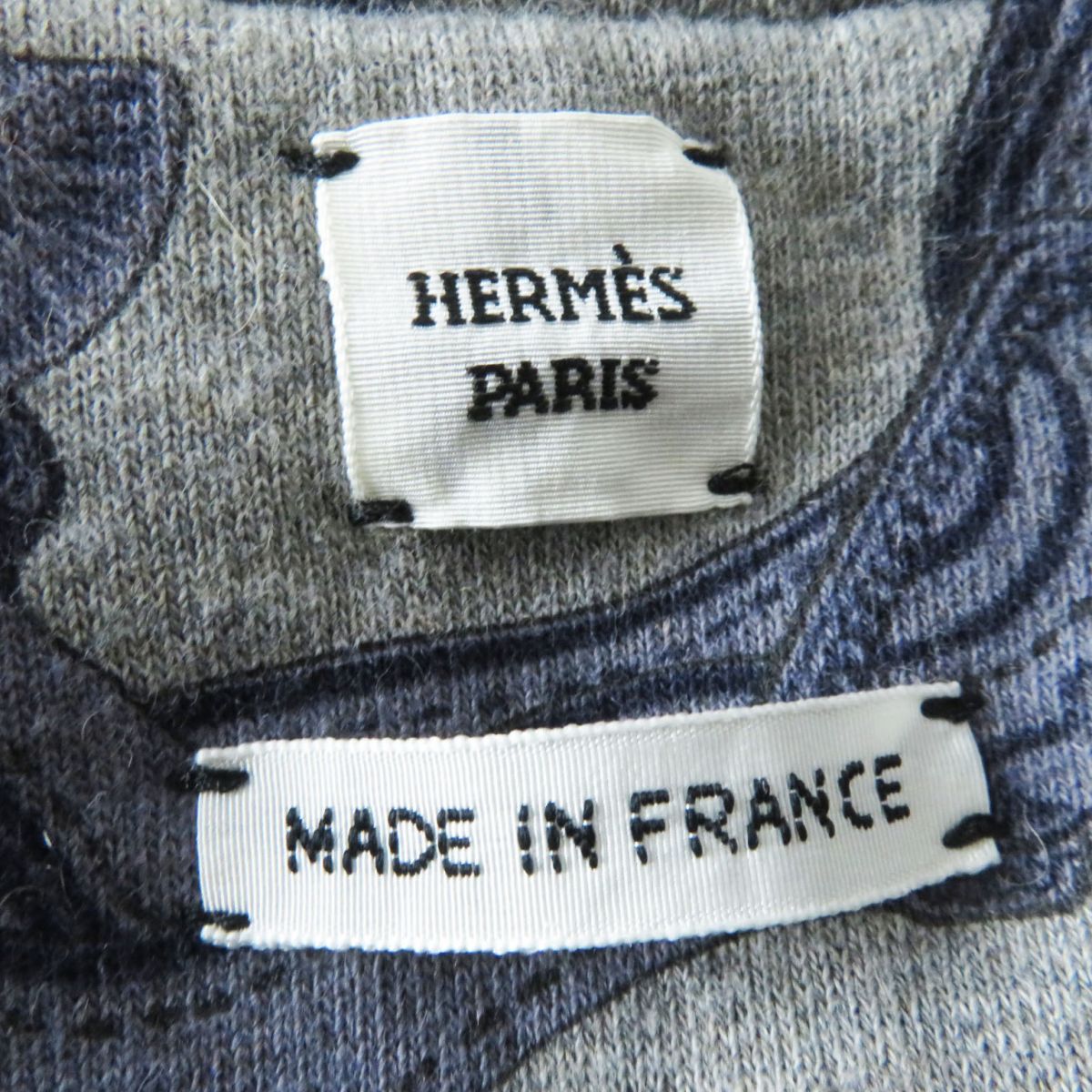 HERMES sweat Main: 86% cotton, Main: 14% camel, Part: 74% cotton, Part: 18% camel, Part: 8% polyurethane Gray x purple<br>Bride de Cour Women 34  d