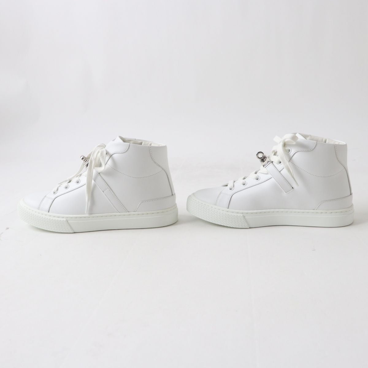 HERMES sneakers Part: Leather, Part: Kelly Metal White xSilver Metal Women 36.5  d