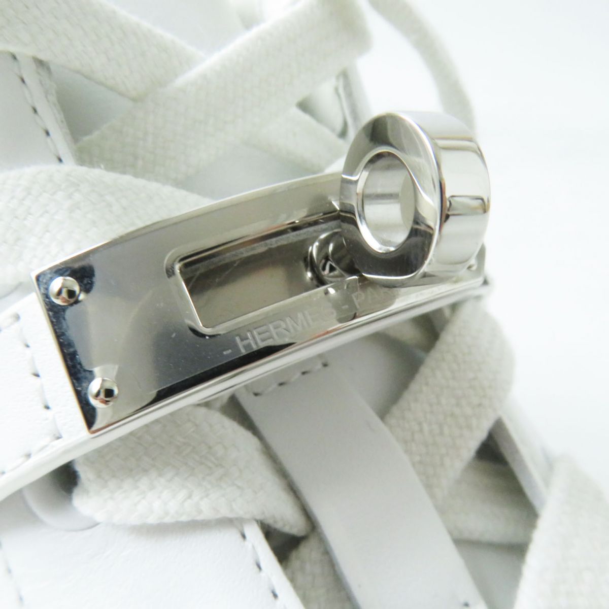 HERMES sneakers Part: Leather, Part: Kelly Metal White xSilver Metal Women 36.5  d