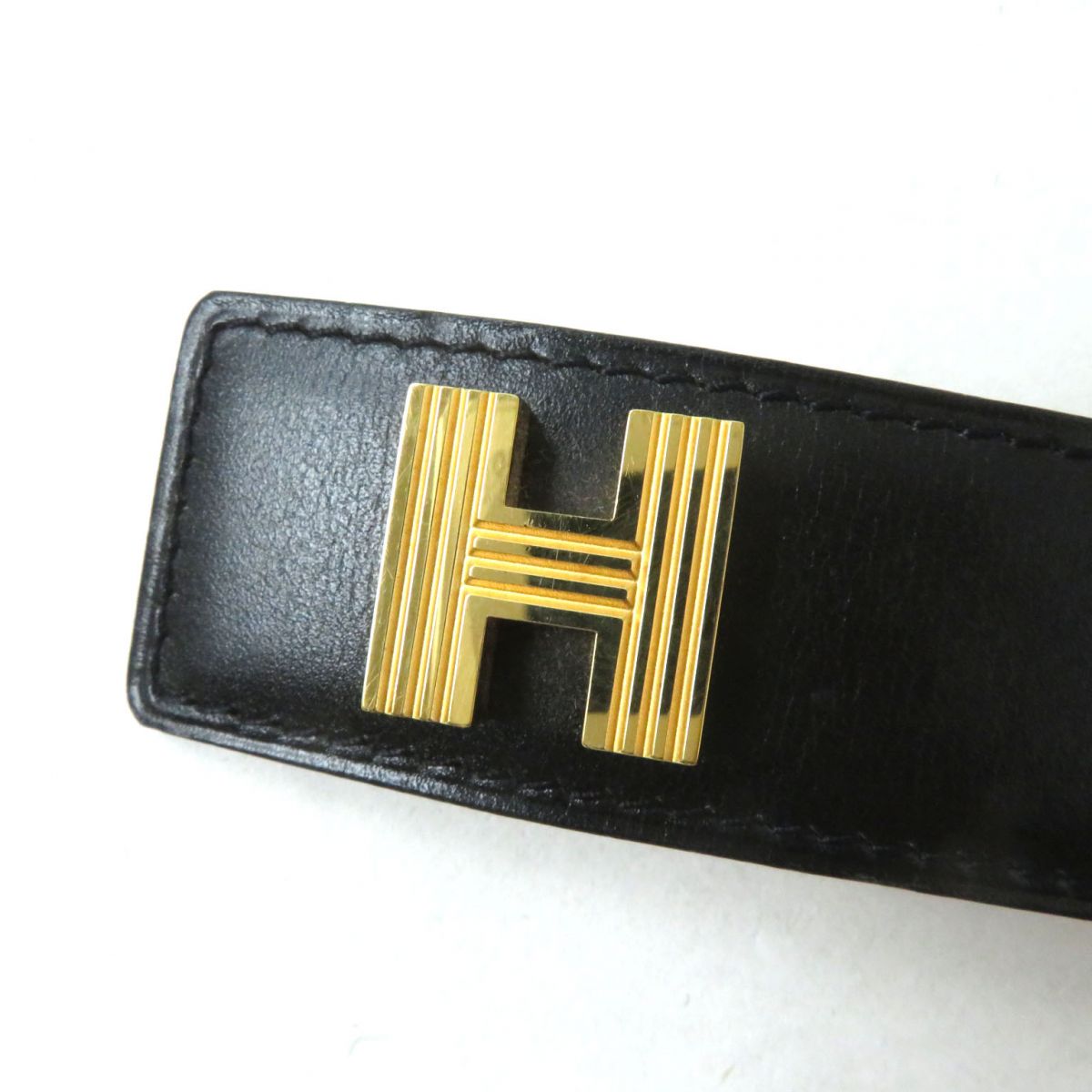 HERMES belt Main: Leather Black x Gold Metal Women  d