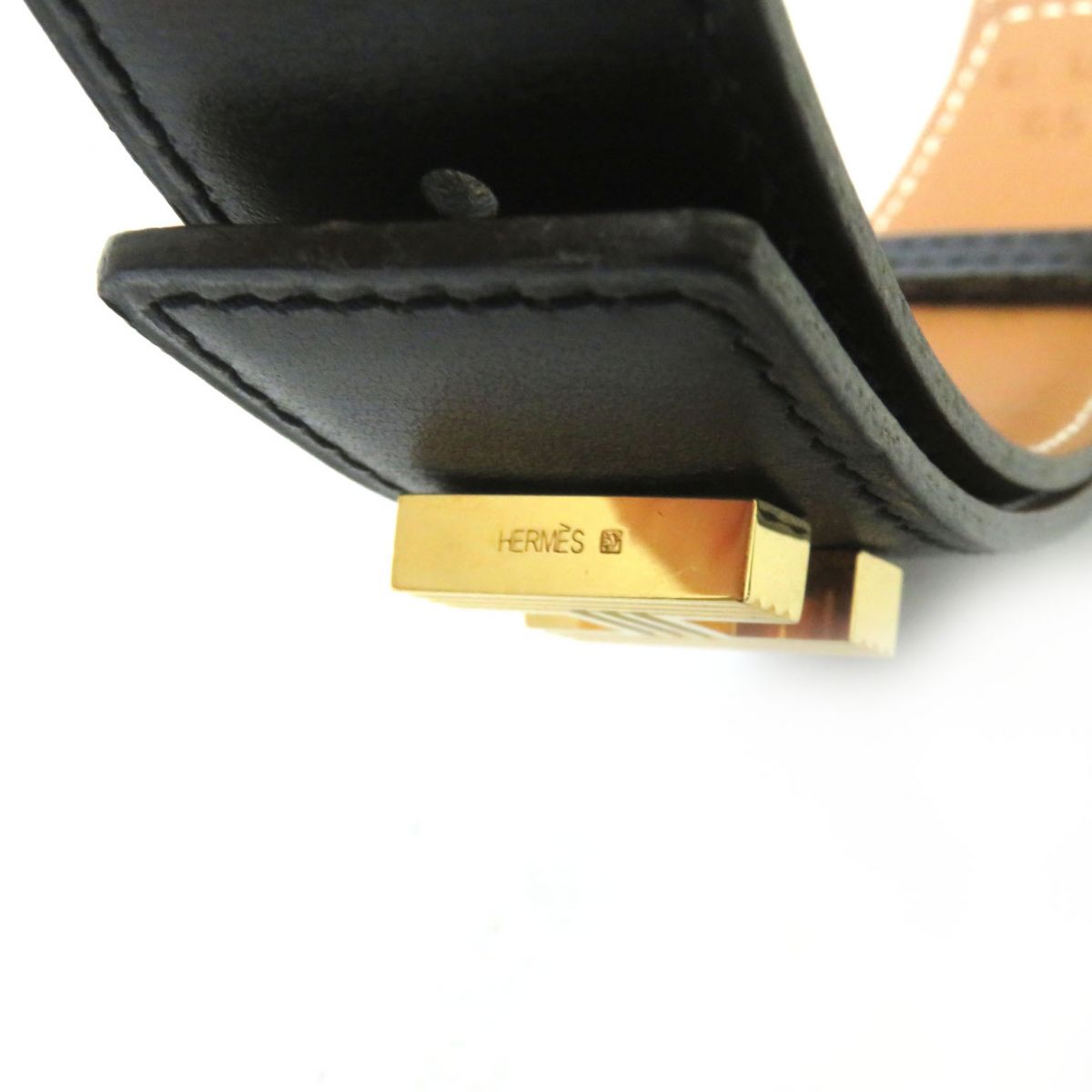 HERMES belt Main: Leather Black x Gold Metal Women  d