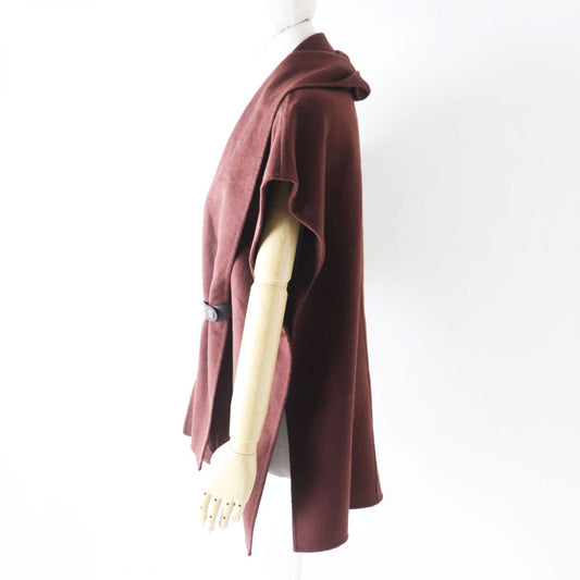 HERMES Best Main: 100% cashmere, Leather part: Sheepskin Brown Women 34  d