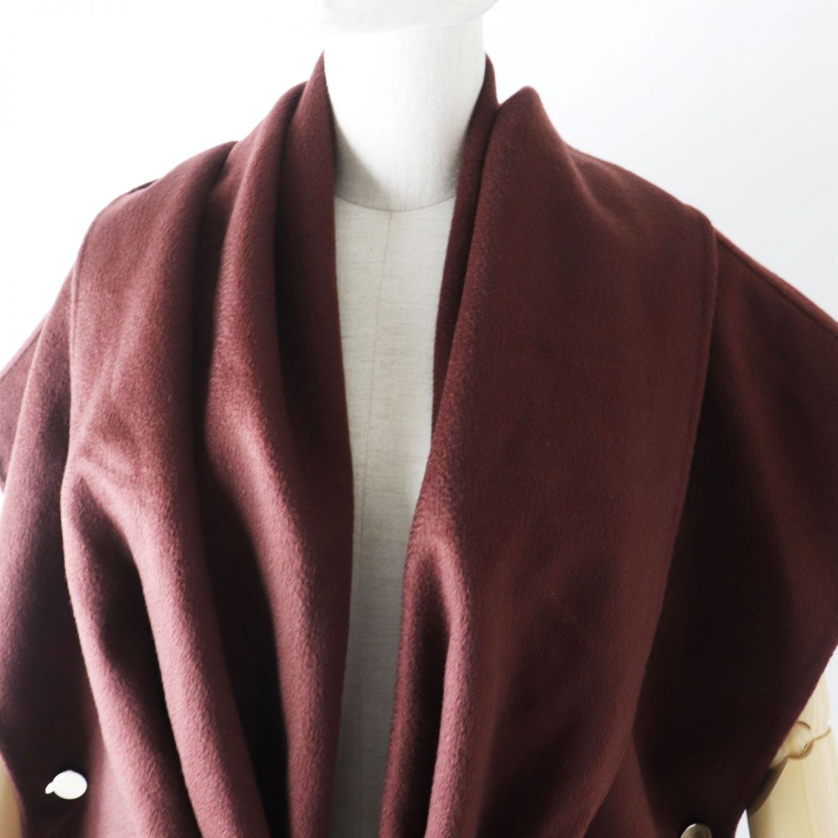 HERMES Best Main: 100% cashmere, Leather part: Sheepskin Brown Women 34  d