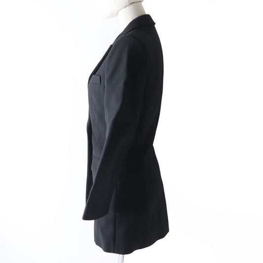 HERMES tailored jacket Outer: 70% nylon, Outer: 30% wool, Lining: 85% rayon, Lining: 15% silk, Sleeve lining: 100% cupra black Women 34  d