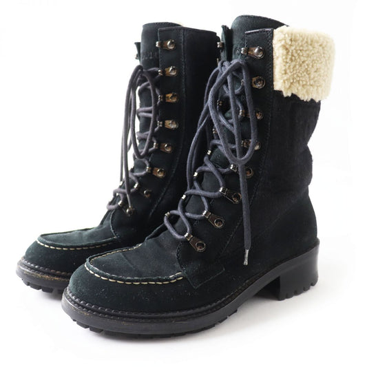 CHANEL boots Main: suede leather, part: boa black Women 35.5