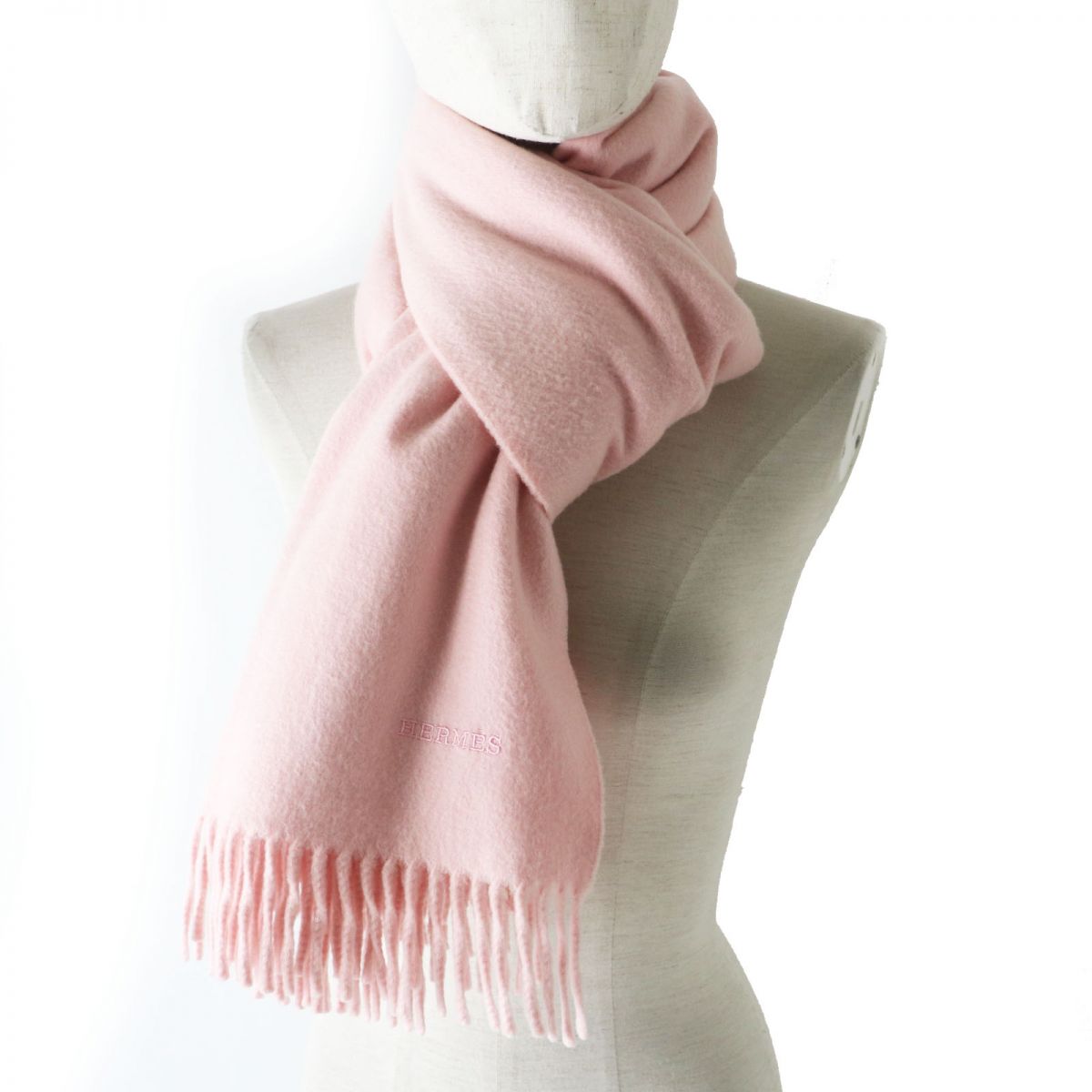 HERMES Stall Main: 100% cashmere Baby pink Women  d