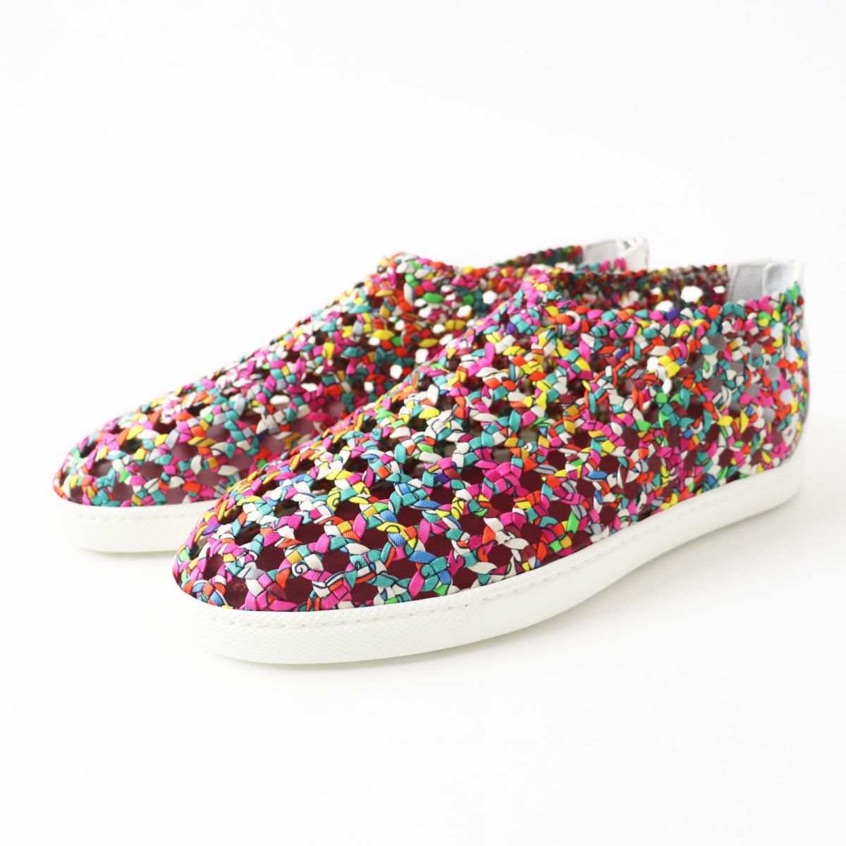 HERMES Slip-on Part: Leather Multicolor x white Women 35.5  d