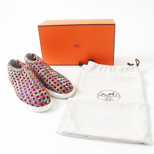 HERMES Slip-on Part: Leather Multicolor x white Women 35.5  d