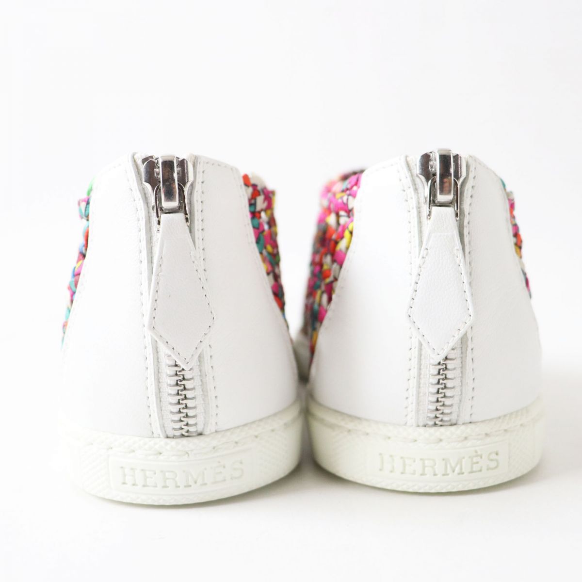 HERMES Slip-on Part: Leather Multicolor x white Women 35.5  d