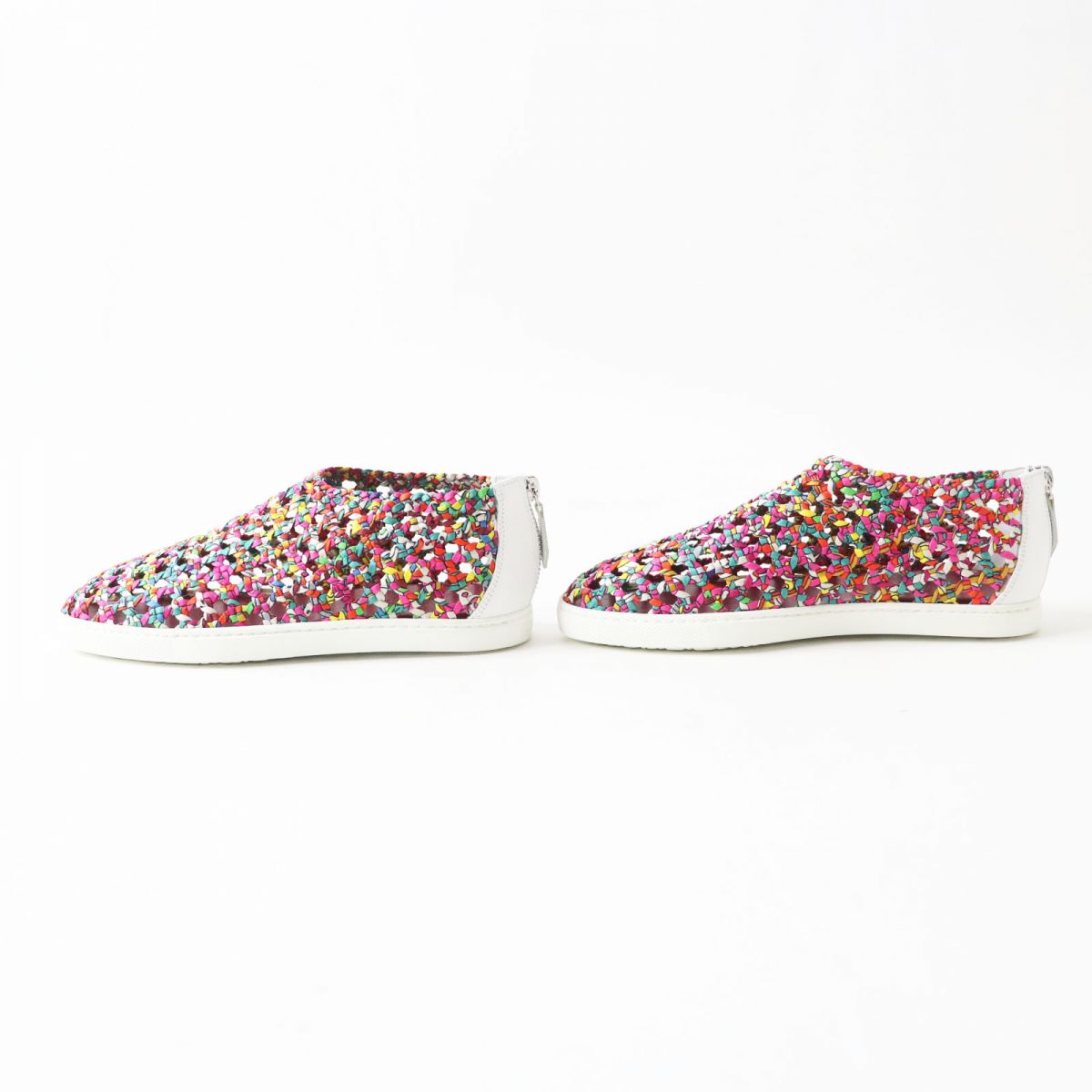 HERMES Slip-on Part: Leather Multicolor x white Women 35.5  d