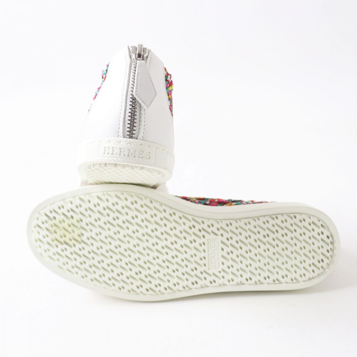 HERMES Slip-on Part: Leather Multicolor x white Women 35.5  d