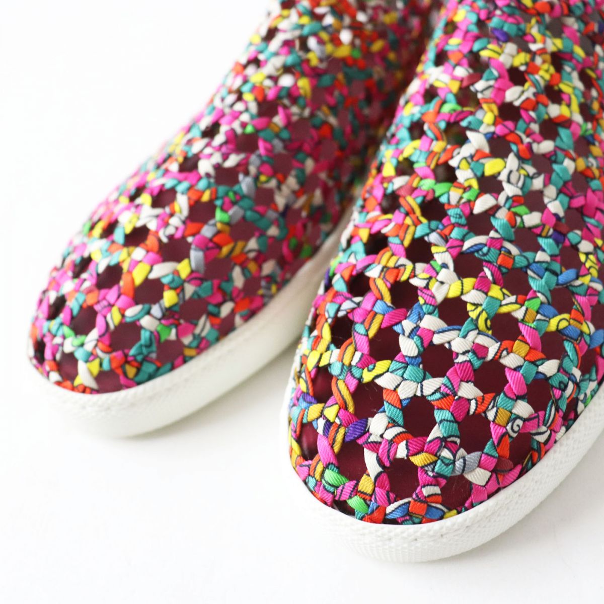 HERMES Slip-on Part: Leather Multicolor x white Women 35.5  d
