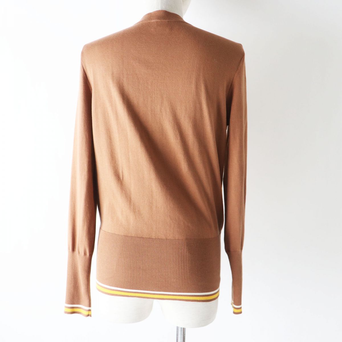 HERMES cardigan Part: 100% silk, Part: 100% cotton Brown x Yellow type (Sunflower Pattern) Women 38  d