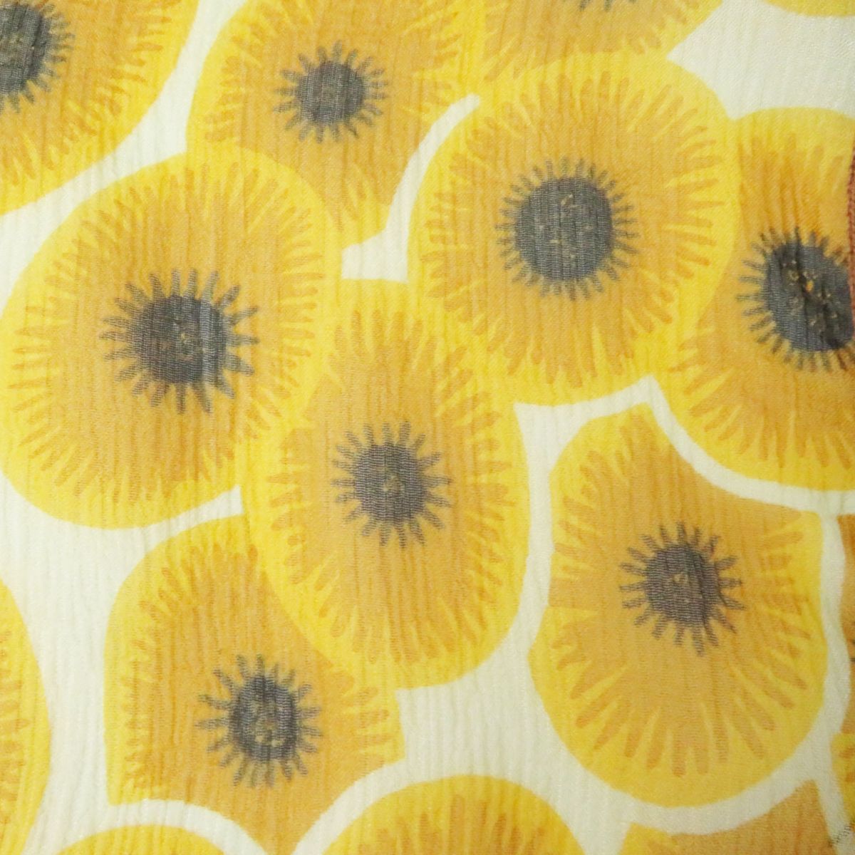 HERMES cardigan Part: 100% silk, Part: 100% cotton Brown x Yellow type (Sunflower Pattern) Women 38  d