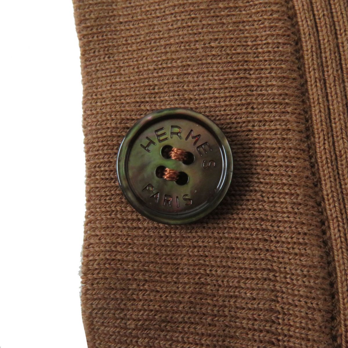 HERMES cardigan Part: 100% silk, Part: 100% cotton Brown x Yellow type (Sunflower Pattern) Women 38  d