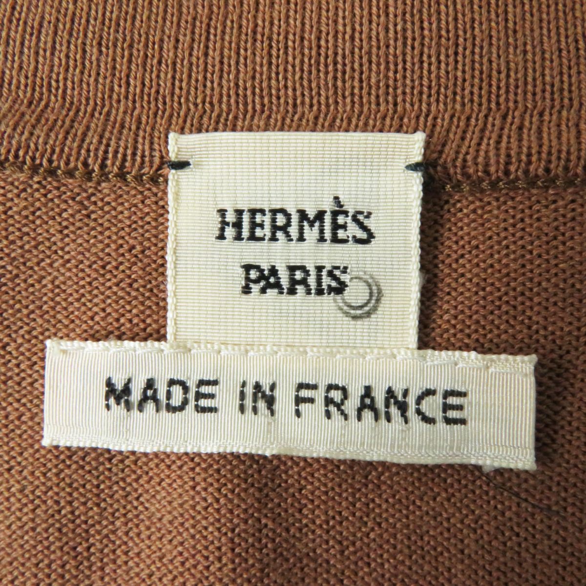 HERMES cardigan Part: 100% silk, Part: 100% cotton Brown x Yellow type (Sunflower Pattern) Women 38  d