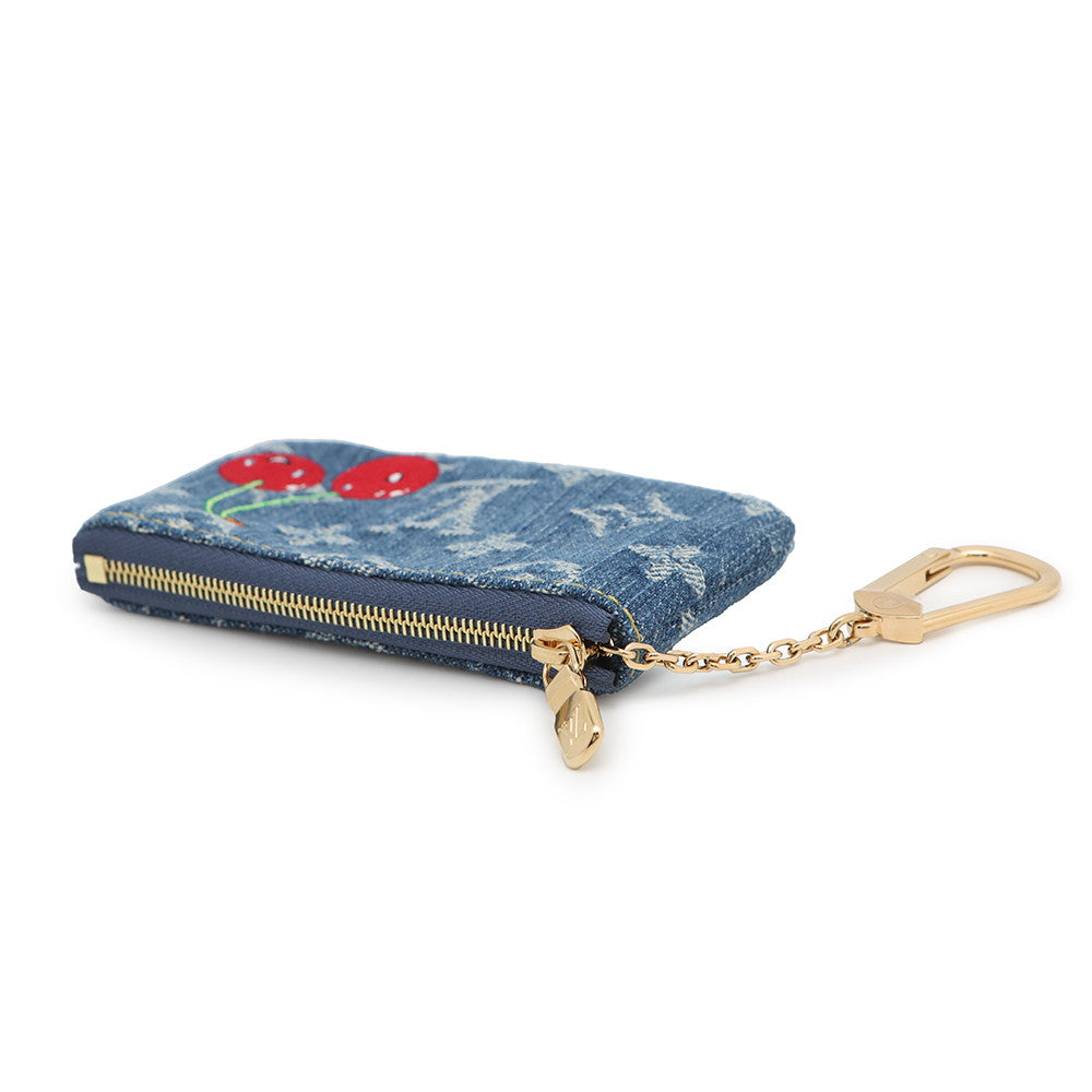 LOUIS VUITTON LV × TM Card Key Case Pochette Cles BlueM14938 Monogram Cherry Denim
