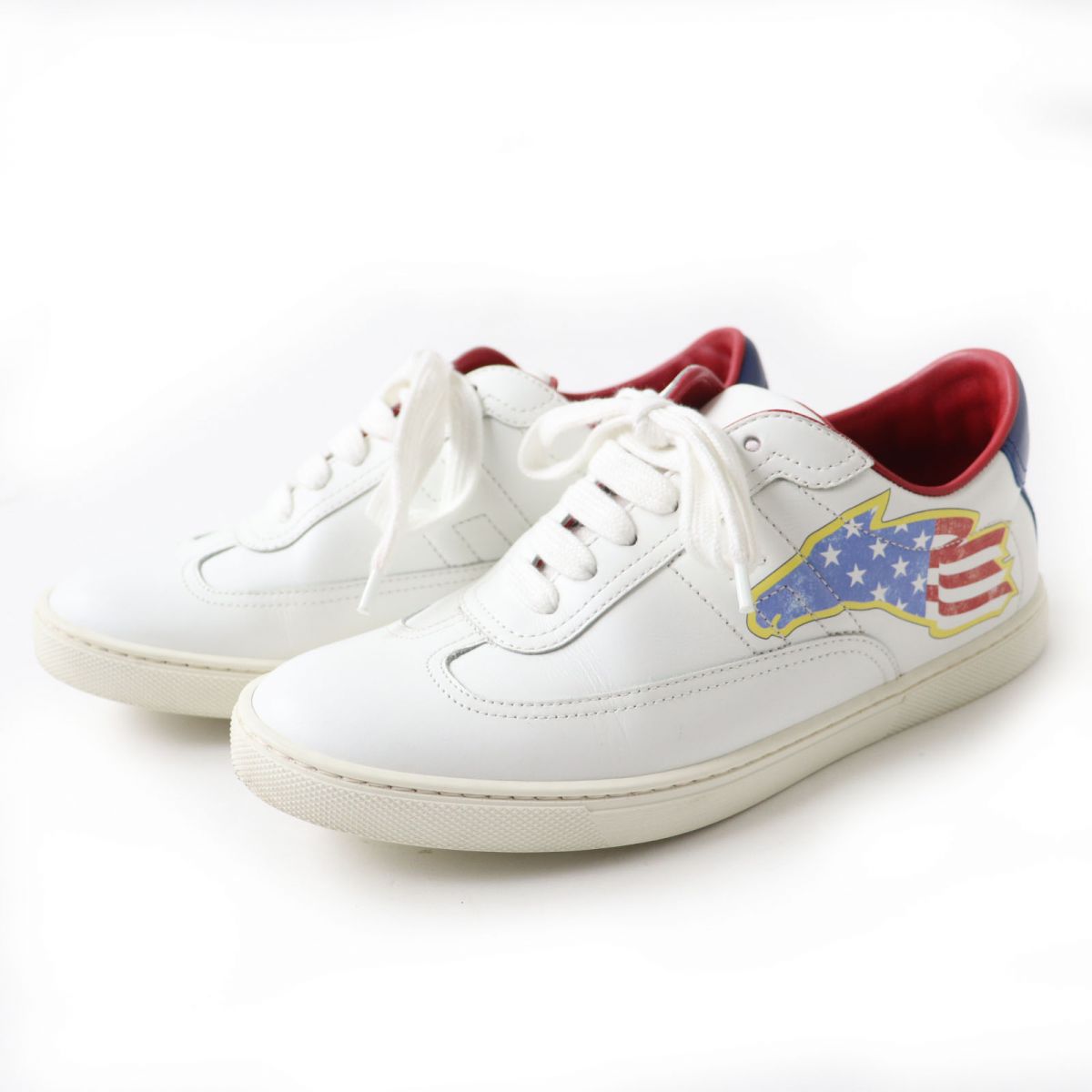 HERMES sneakers Main: Leather White x blue x red Women 36.5  d