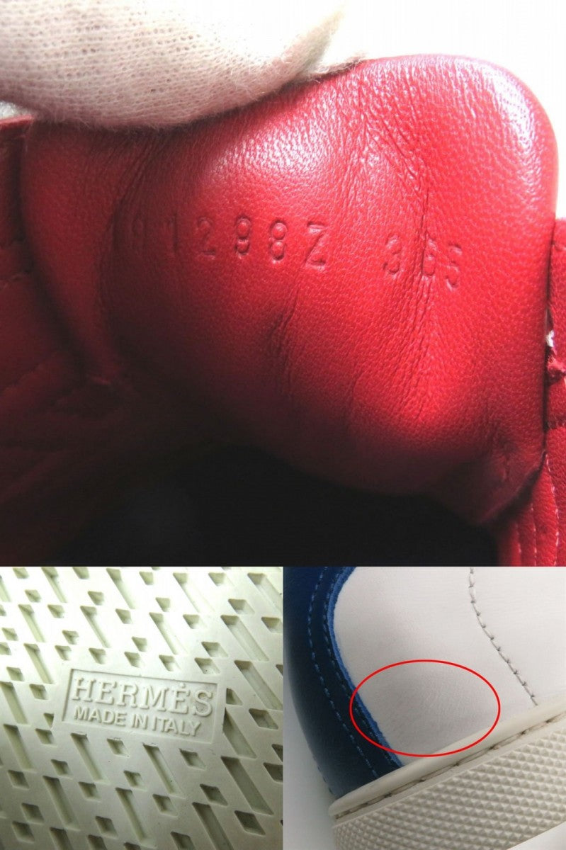 HERMES sneakers Main: Leather White x blue x red Women 36.5  d