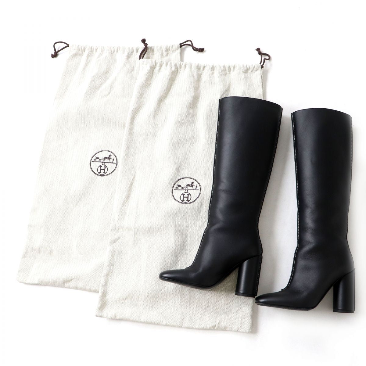 HERMES boots Main: Leather black Women 35.5  d