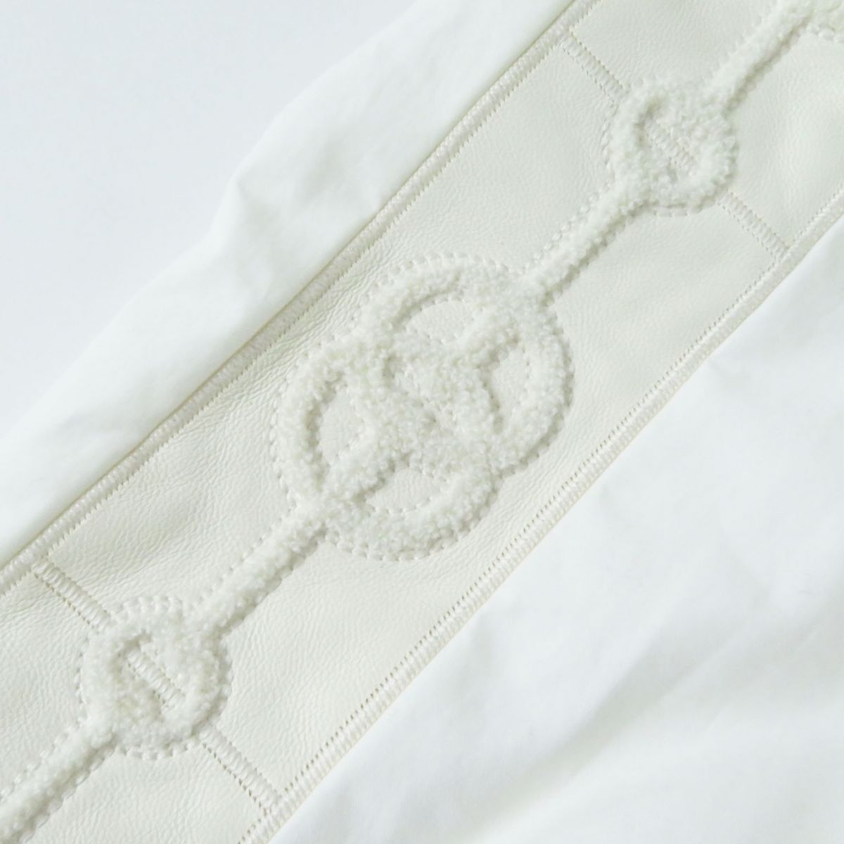 HERMES Blouson Outer: 100% cotton, Leather: Lamb leather, Part: 44% silk, Part: 33% cotton, Part: 21% polyamide (nylon) white Women 38  d