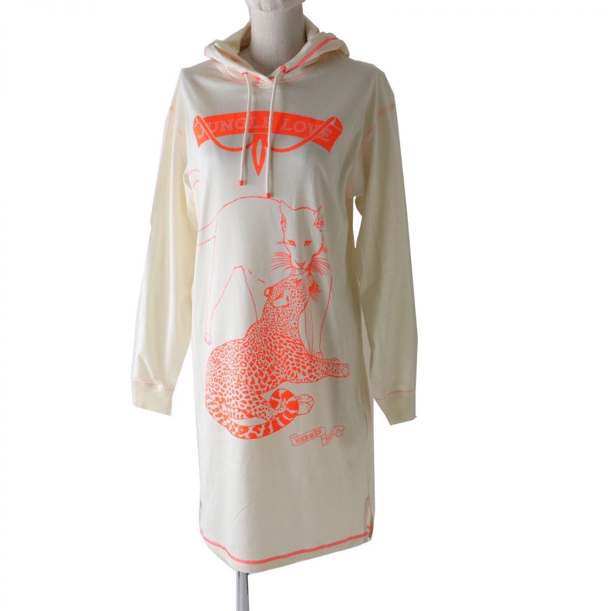HERMES Tunic Main: 100% cotton, part: 59% polyester, part: 41% acrylic Ivoryx Neon Orange Women 34  d