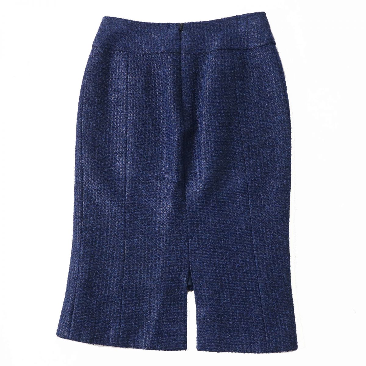 CHANEL skirt Outer: 49% viscose, Outer: 44% cotton, Outer: 7% polyamide, Lining: 75% cotton, Lining: 25% silk Blue x Black (Tweed) Women 34