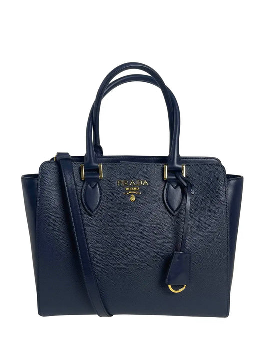 Prada Blue Saffiano Small Top Handle Crossbody Bag 1BA113