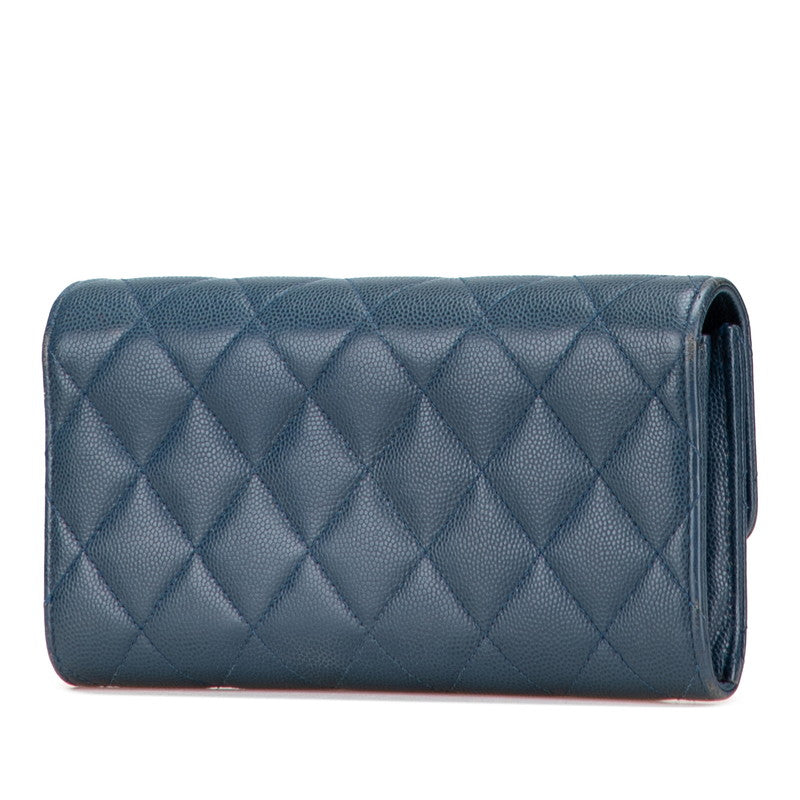 Chanel Coco Mark Matelasse Caviar Skin Long Wallet