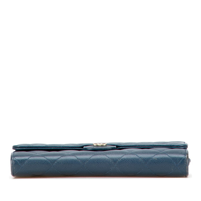 Chanel Coco Mark Matelasse Caviar Skin Long Wallet