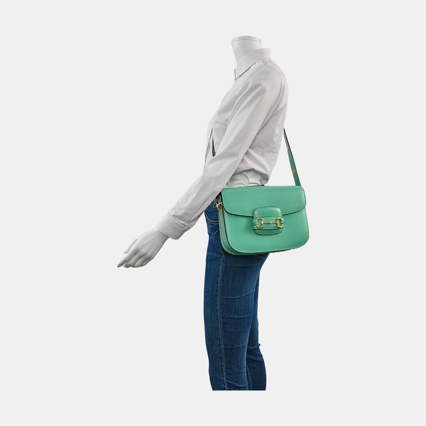 Gucci Horsebit 1955 Small Green Leather Crossbody Bag