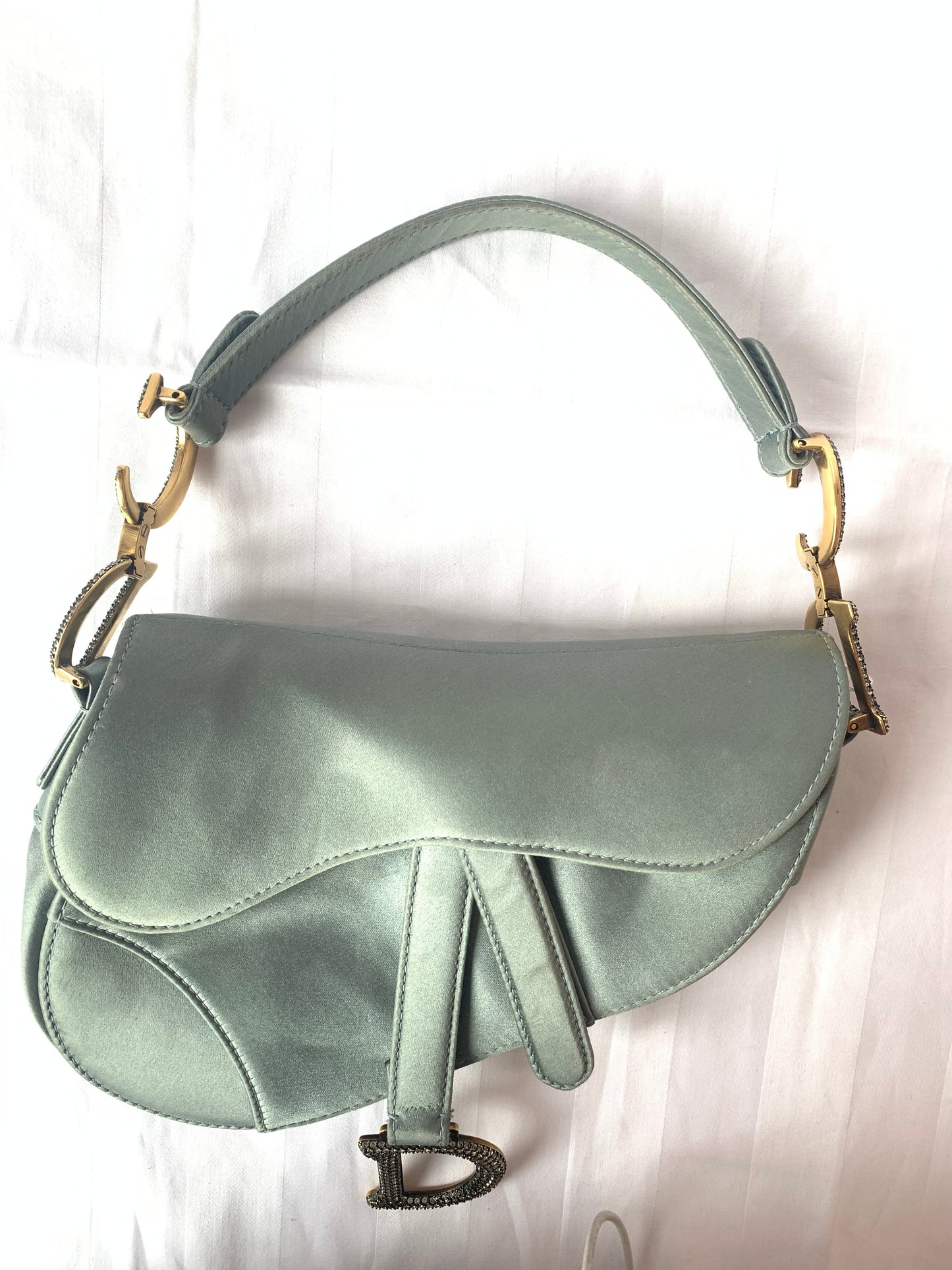 Dior Saddle Mini Silk grey with crystals